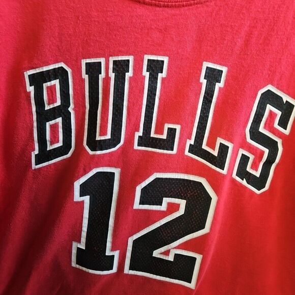 Adidas Men's Bulls NBA Lg Tshirt Basketball red cotton Hinrich #12 - Picture 3 of 12